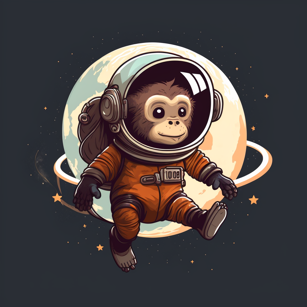 A Monkey floating through space